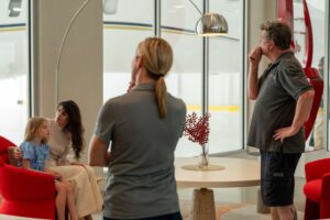 Working out the shot with the Marketing Director